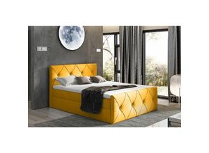 0641827147969 - Fun Moebel - Boxspringbett Schlafzimmerbett lewis lux 160x200cm in Stoff Matt Velvet Gelb