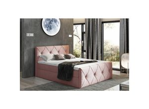 0641827147990 - Fun Moebel - Boxspringbett Schlafzimmerbett lewis lux 120x200cm in Stoff Matt Velvet Altrosa