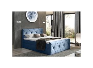 0641827148065 - Fun Moebel - Boxspringbett Schlafzimmerbett lewis lux 160x200cm in Stoff Matt Velvet Hellblau