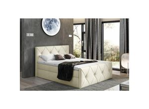 0641827148218 - Boxspringbett Schlafzimmerbett lewis lux 180x200cm in Stoff Monolith Creme