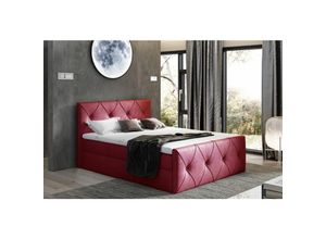 0641827148300 - Fun Moebel - Boxspringbett Schlafzimmerbett lewis lux 160x200cm in Stoff Monolith Weinrot