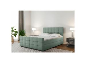 0641827149369 - Fun Moebel - Boxspringbett Schlafzimmerbett senon 140x220cm Stoff Mint inkl Bettkasten