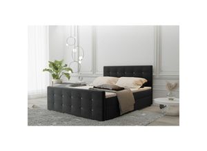 0641827149581 - Boxspringbett Schlafzimmerbett MAURO 200x200cm Stoff Soro Schwarz inklBettkasten