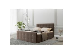 0641827149697 - Fun Moebel - Boxspringbett Schlafzimmerbett mauro 120x200cm Stoff Soro Braun inklBettkasten