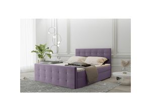 0641827149994 - Fun Moebel - Boxspringbett Schlafzimmerbett mauro 120x200cm Stoff Soro Lila inklBettkasten