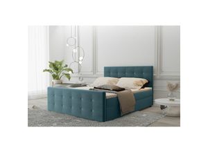 0641827150150 - Fun Moebel - Boxspringbett Schlafzimmerbett mauro 140x200cm Stoff Soro Türkis inklBettkasten