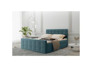 0641827150167 - Fun Moebel - Boxspringbett Schlafzimmerbett mauro 160x200cm Stoff Soro Türkis inklBettkasten