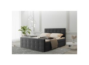 0641827150365 - Fun Moebel - Boxspringbett Schlafzimmerbett mauro 160x200cm Stoff Soro Dunkelbraun inklBettkasten