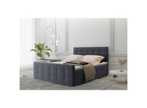 0641827150402 - Fun Moebel - Boxspringbett Schlafzimmerbett mauro 140x200cm Stoff Soro Anthrazit inklBettkasten