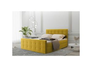 0641827150792 - Fun Moebel - Boxspringbett Schlafzimmerbett mauro 160x220cm Stoff Soro Gelb inklBettkasten