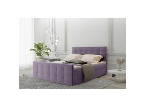 0641827150976 - Boxspringbett Schlafzimmerbett MAURO 120x220cm Stoff Soro Lila inklBettkasten