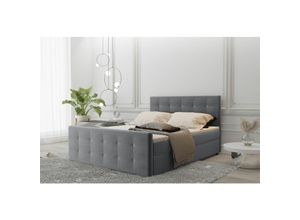 0641827151317 - Fun Moebel - Boxspringbett Schlafzimmerbett mauro 200x220cm Stoff Soro Dunkelgrau inklBettkasten