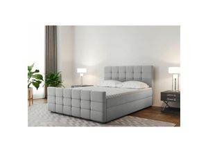 0641827151942 - Fun Moebel - Boxspringbett Schlafzimmerbett senon 160x220cm Stoff Hellgrau inkl Bettkasten