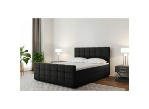 0641827152161 - Fun Moebel - Boxspringbett Schlafzimmerbett senon 200x220cm Stoff Schwarz inkl Bettkasten