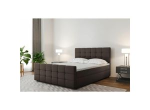 0641827152291 - Fun Moebel - Boxspringbett Schlafzimmerbett senon 180x200cm Stoff Braun inkl Bettkasten