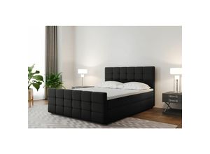 0641827152802 - Fun Moebel - Boxspringbett Schlafzimmerbett senon 200x200cm Stoff Schwarz inkl Bettkasten 0641827152802 - Fun Moebel - Boxspringbett Schlafzimmerbett senon 200x200cm Stoff Schwarz inkl Bettkasten