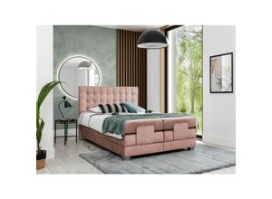 0641827153328 - Fun Moebel - Boxspringbett Elektrisch Schlafzimmerbett maxima 160x200cm in Stoff Altrosa