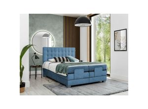 0641827153366 - Fun Moebel - Boxspringbett Elektrisch Schlafzimmerbett maxima 140x200cm in Stoff Himmelblau