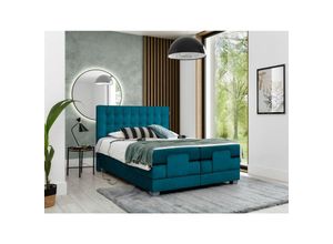 0641827153434 - Fun Moebel - Boxspringbett Elektrisch Schlafzimmerbett maxima 180x200cm in Stoff Türkisblau