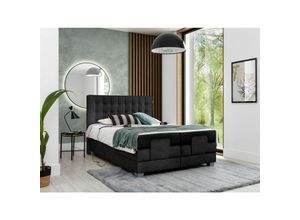 0641827153519 - Fun Moebel - Boxspringbett Elektrisch Schlafzimmerbett maxima 140x200cm in Stoff Schwarz