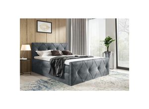 0641827153892 - Fun Moebel - Boxspringbett Schlafzimmerbett lewis lux 140x200cm in Stoff Fresh Silbergrau