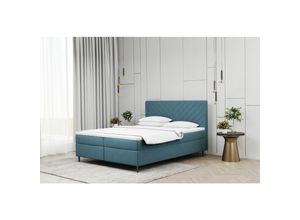 0641827154325 - Fun Moebel - Boxspringbett Schlafzimmerbett bonita 120x220cm in Stoff Matt Velvet Blaugrau