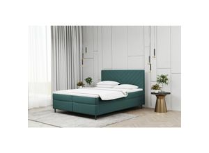 0641827154622 - Fun Moebel - Boxspringbett Schlafzimmerbett bonita 140x200cm in Stoff Matt Velvet Grün