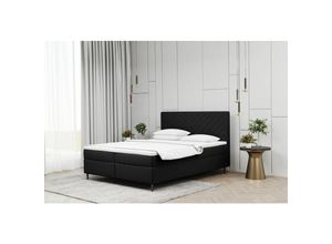 0641827155278 - Boxspringbett Schlafzimmerbett BONITA 140x200cm in Stoff Matt Velvet Schwarz