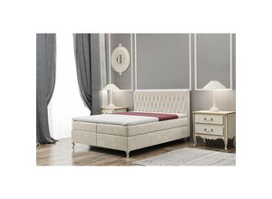 0641827155544 - Boxspringbett Schlafzimmerbett esme 120x220cm in Stoff Riviera Beige