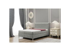 0641827156794 - Boxspringbett Schlafzimmerbett esme 160x200cm in Stoff Riviera Grau