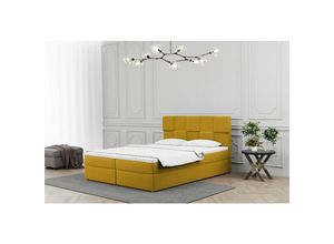 0641827157234 - Fun Moebel - Boxspringbett Schlafzimmerbett jolie 180x220cm in Stoff Matt Velvet Senf