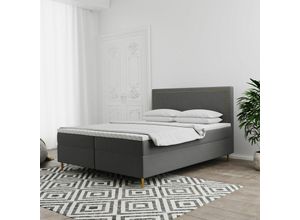 0641827159016 - Fun Moebel - Boxspringbett Schlafzimmerbett lucien 200x220cm in Stoff Soro Grau