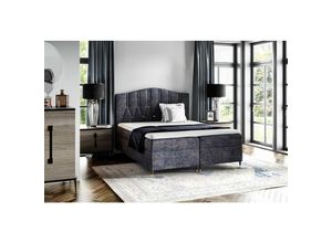 0641827161156 - Fun Moebel - Boxspringbett Schlafzimmerbett selim 160x200cm in Stoff Touch Me Saphir