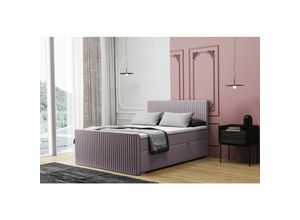 0645117265111 - Fun Moebel - Boxspringbett Schlafzimmerbett monty 140x220cm in Stoff Monolith Flieder