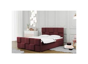 0645117266798 - Fun Moebel - Boxspringbett Schlafzimmerbett murilo 160x200cm in Stoff Monolith Weinrot