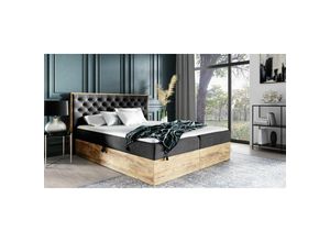 0645117268082 - Fun Moebel - Boxspringbett Schlafzimmerbett diona 180x220cm Stoff Schwarz inkl Bettkasten