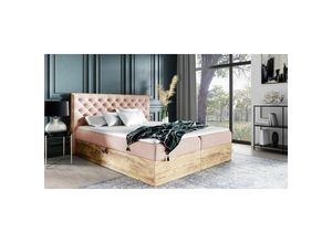 0645117268327 - Fun Moebel - Boxspringbett Schlafzimmerbett diona 160x220cm Stoff Rose inkl Bettkasten