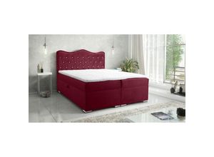 0645117273451 - Fun Moebel - Boxspringbett Schlafzimmerbett sultan New in Stoff Velvet x Bordeauxrot 180x200cm