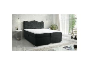 0645117273505 - Fun Moebel - Boxspringbett Schlafzimmerbett sultan New in Stoff Velvet x Schwarz 160x200cm