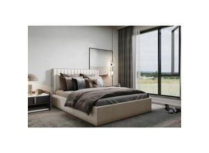 0645117274533 - Fun Moebel - Polsterbett Doppelbett elios Komplettset in Stoff Brooklyn Beige 160x200cm