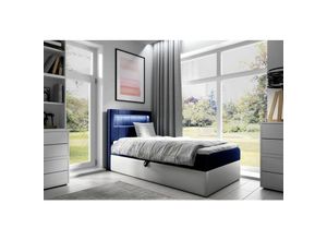 0645117279293 - Fun Moebel - Boxspringbett Gästebett Kinderbett fabian Nr1 80x200cm Weiss-Blau