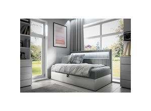 0645117279613 - Fun Moebel - Boxspringbett Gästebett Kinderbett fabian Nr2 100x200cm Weiss-Grau