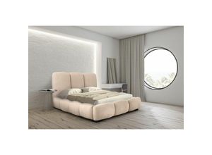 0645117283658 - Fun Moebel - Polsterbett Doppelbett gracia 140x200cm in Stoff Allora Creme