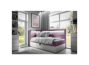 0645117286024 - Fun Moebel - Boxspringbett Gästebett Kinderbett fabian Nr3 100x200cm Weiss-Rosa Seite Links