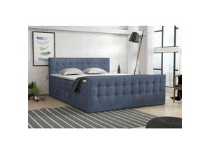 0645117286857 - Fun Moebel - Boxspringbett Schlafzimmerbett anker 180x200cm in Stoff Perfect Harmony Blau