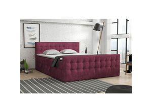 0645117286918 - Boxspringbett Schlafzimmerbett anker 140x200cm in Stoff Perfect Harmony Bordeaux