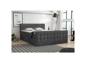 0645117286987 - Fun Moebel - Boxspringbett Schlafzimmerbett anker 200x200cm Stoff Perfect Harmony Dunkelgrau