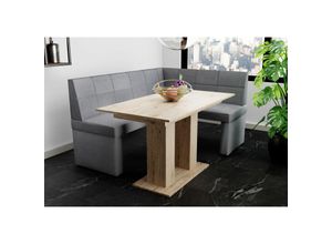 0645117291585 - Eckbankgruppe 196x142 cm blake xl l Stoff Soro Grau   Esstisch dante Sonoma