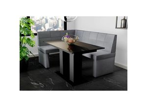 0645117292766 - Eckbankgruppe 168x128 cm blake r Stoff Soro Grau Esstisch dante Schwarz 0645117292766 - Eckbankgruppe 168x128 cm blake r Stoff Soro Grau Esstisch dante Schwarz