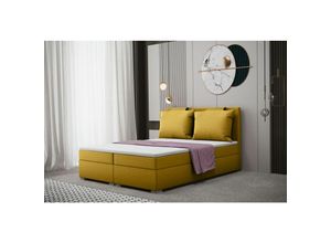 0645117294005 - Fun Moebel - Boxspringbett Schlafzimmerbett matro 140x220cm in Stoff Soro Gelb